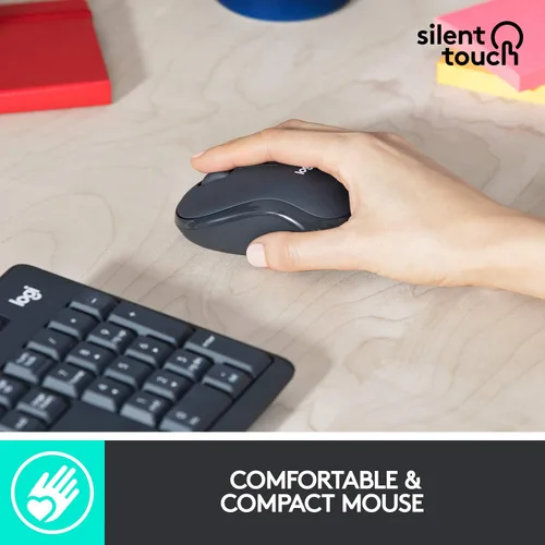 Vista 2 de Logitech MK295 - Teclado y mouse inalámbricos silenciosos, RF inalámbrico, QWERTY, negro, 104 teclas, 2,4 GHz, rango de 32.8 ft, tecnología