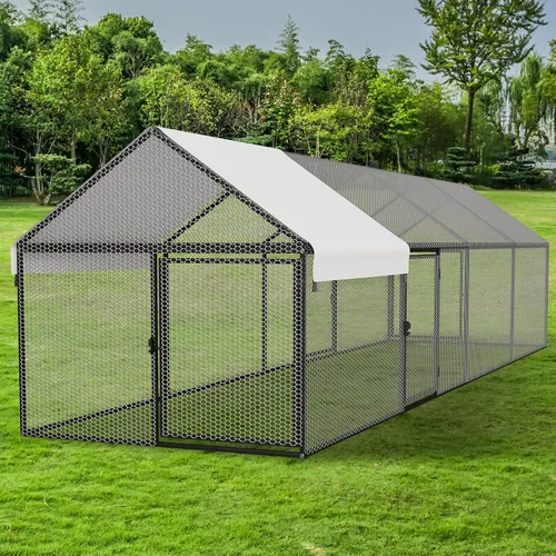 Vista 8 de NUGRIART Gallinero de metal con cubierta impermeable, jaula portátil de 118 x 40 x 40 pulgadas, para gallineros y gallineros para pollos, patos