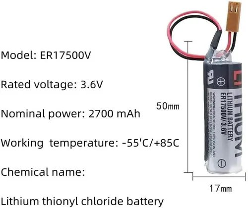 Vista 2 de KANGLEUS - Baterías de litio ER17500 V/3.6 V 2700 mAh, batería de respaldo CNC con enchufe marrón