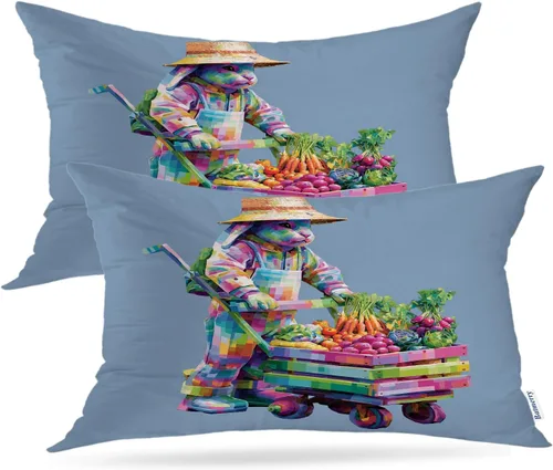 Vista 46 de Batmerry Autumn Forest Throw Pillow Covers, Yellow Orange Foliage in Fall Park Decorative Pillow Covers Digital Printing Blended for Couch Sofa Bed