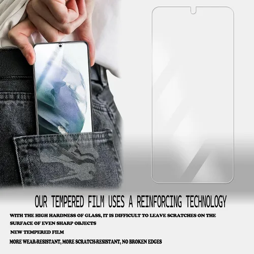 Vista 4 de Diseñado para Samsung Galaxy S21 + Plus 5G Protector de pantalla de vidrio templado 2-Pack Película protectora de lente de cámara 2-Pack