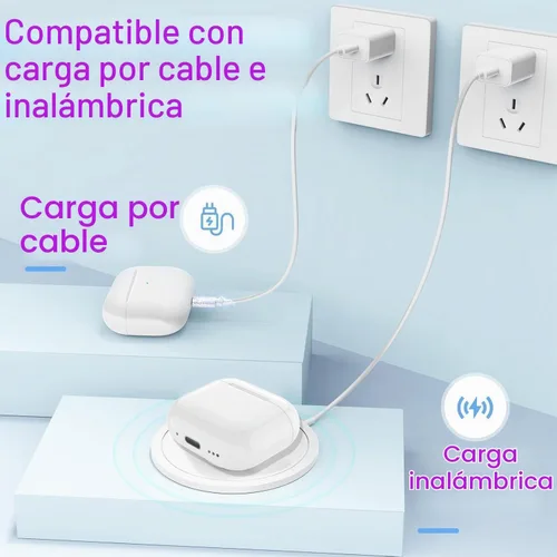 Vista 7 de Funda de carga compatible con Airpods 4rd (2024), funda de carga tipo C para AirPods 4rd, funda de carga inalámbrica de repuesto con botón