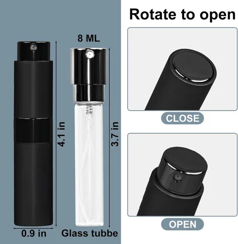 Vista 3 de Botella recargable del atomizador del perfume de 10 PCS 0.3 fl oz, botella del espray del viaje de la colonia Mini spray vacío para recargar Negro