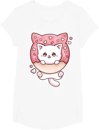Vista 64 de Camiseta Kawaii Cat Donut Anime Lover Otaku, Negro
