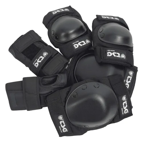 Vista 2 de TSG Juego de almohadillas básicas, todo en uno de protección para patineta, rodilleras, coderas y muñequeras, espuma de copa EVA, tapas
