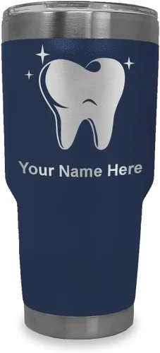 Vista 32 de LaserGram Vaso aislado al vacío de 20 onzas, con diente, grabado personalizado incluido (negro)