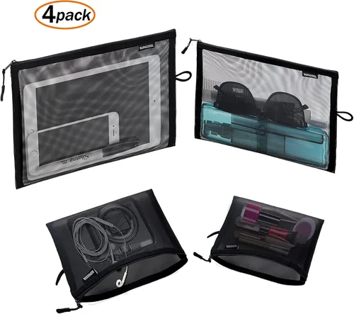 Vista 8 de SUPACOOL Bolsa de maquillaje de malla de viaje, bolsas organizadoras de cosméticos con cremallera, bolsas organizadoras de pañales, bolsa de nailon