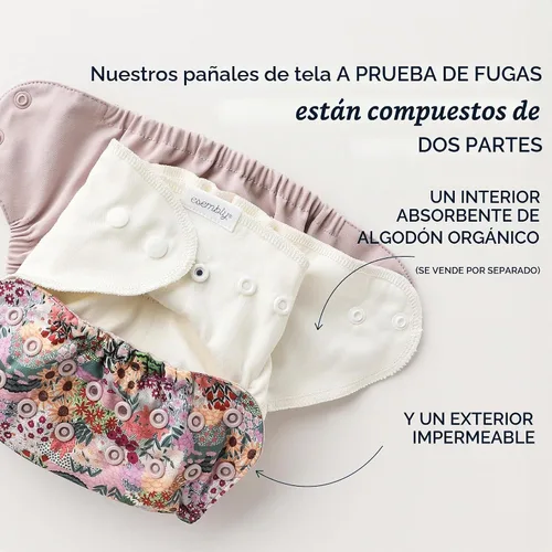 Vista 5 de Esembly Funda para pañales de tela – Pañal de natación reutilizable, impermeable, transpirable, capa exterior ajustable sobre interior absorbente