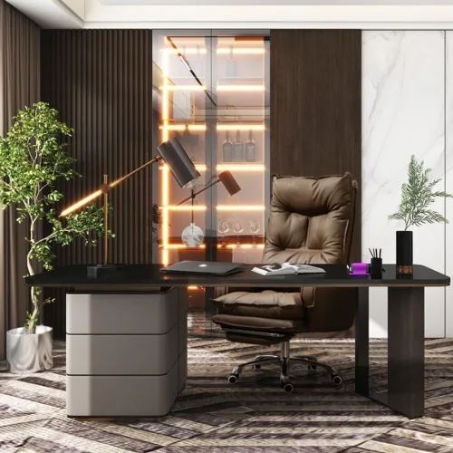 Vista 7 de Silla de piel sintética grande y alta ergonómica, reclinable, reposapiés para juegos, altura ajustable, respaldo alto, estación de trabajo, silla