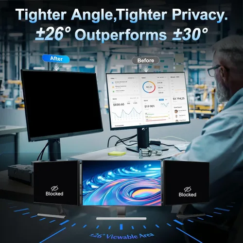 Vista 2 de Paquete de 2 pantallas magnéticas de privacidad de computadora de 24 pulgadas para monitor con relación de aspecto 16:9, protector de privacidad