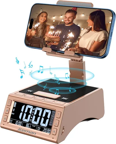 Vista 8 de JTEMAN Regalos para hombres y mujeres, soporte para teléfono celular con altavoz Bluetooth inalámbrico, accesorios de cocina ajustables Cool Tech