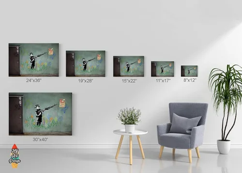 Vista 5 de HB Art Design Banksy Wall Art Canvas Print Child Soldier Bearing a Machine Gun from Los Angeles Artwork Living Room Dorm Room Office Wall Art Home