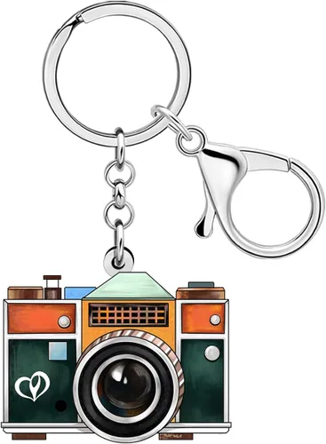 Vista 7 de Llavero de acrílico vintage de los años 80 y 90 para cámara, llavero para amantes de la fotografía, regalos para mujeres y niñas, llaves