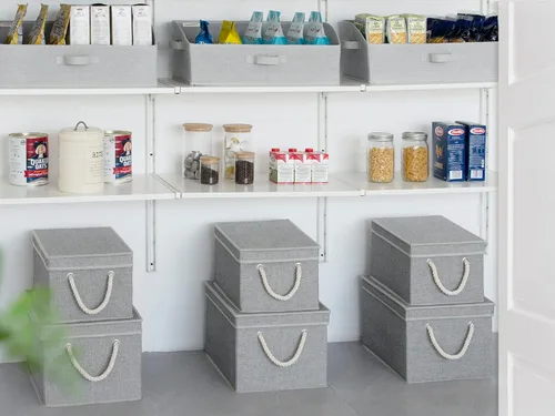 Vista 6 de StorageWorks - Cajas contenedoras con tapas, cajas de almacenamiento decorativas con tapa y asas de cuerda suave, cestas de almacenamiento plegables