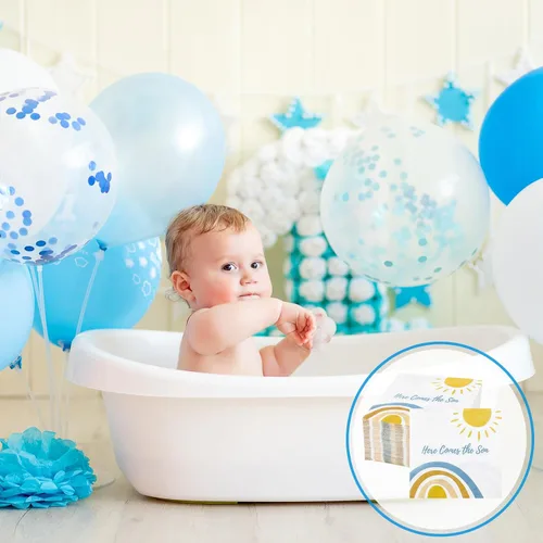 Vista 5 de Fulmoon 100 servilletas de decoración de baby shower con texto en inglés «Here Comes the Son» (Here Comes the Son), servilletas desechables