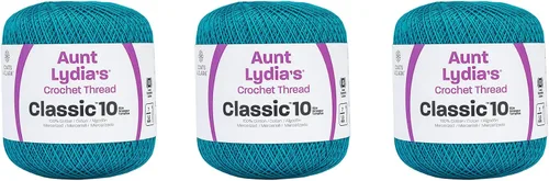 Vista 12 de Aunt Lydia Classic Crochet - 3 unidades de 350y/1,049.9 ft - Natural Tamaño 10 3 capas 100% algodón mercerizado hilo de ganchillo para tapetes