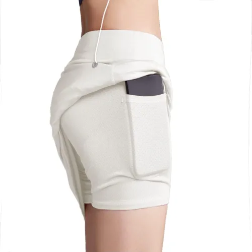 Vista 2 de Faldas de tenis para mujer, de cintura alta, atléticas, para entrenamiento, golf, con bolsillos, pantalones cortos integrados, faldas deportivas