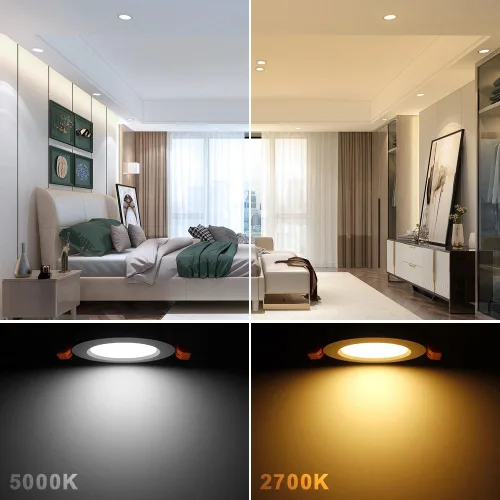 Vista 2 de Lámpara LED Downlight de 2 pulgadas, kit de luz de techo regulable de 3 W, luz blanca ultra cálida de 2700 K, luces LED blancas CRI80