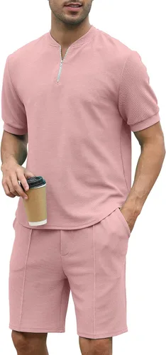 Vista 60 de FZNHQL Conjunto deportivo de moda para hombre, 2 piezas, casual, atlético, para correr, manga corta/larga, conjunto para hombre