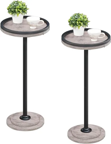 Vista 15 de HOOBRO Mesa auxiliar redonda pequeña, mesa de bebidas, mesa de café Martini con acento de pedestal para espacios pequeños en sala de estar, Negro