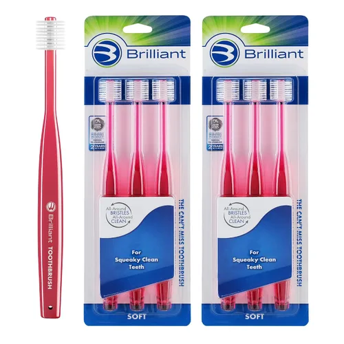 Vista 11 de Brilliant Oral Care - Cepillo de dientes para adultos con cerdas suaves, cabeza redonda y limpieza completa para dientes y encías, azul, 1 paquete