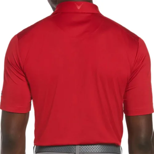 Vista 2 de Callaway Polo de golf micro hexagonal para hombre con protección solar, tejido elástico sólido