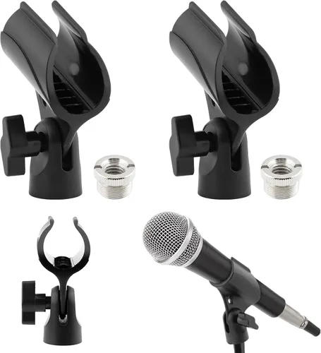 Vista 8 de Clip de micrófono de ángulo ajustable en forma de U Soporte de clip de micrófono con adaptador de tornillo Soporte universal para micrófono