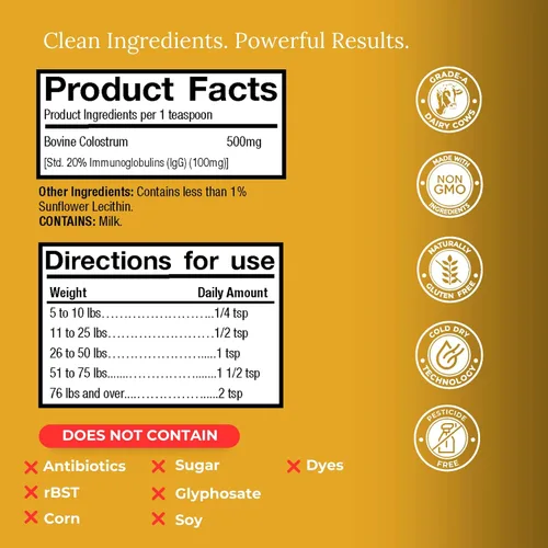 Vista 2 de Nutrición para mascotas aprobada por veterinarios, para perros y gatos, calostro bovino liposomal, rico en inmunoglobulinas (25%+), apoyo