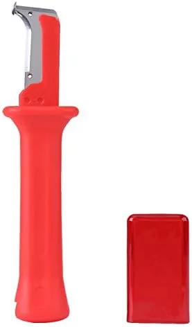 Vista 6 de Herramienta peladora de cuchillos para cables, cortador de cables con aislamiento eléctrico, cortador de mano con cubierta roja, cuchillo de cable