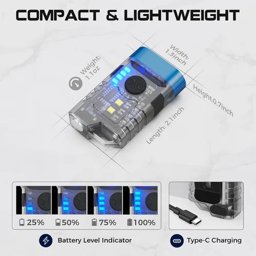 Vista 5 de Linterna recargable EDC con clip, 10 modos de iluminación, 2 ángulos de iluminación, mini linterna de carga USB C magnética para el hogar, regalo