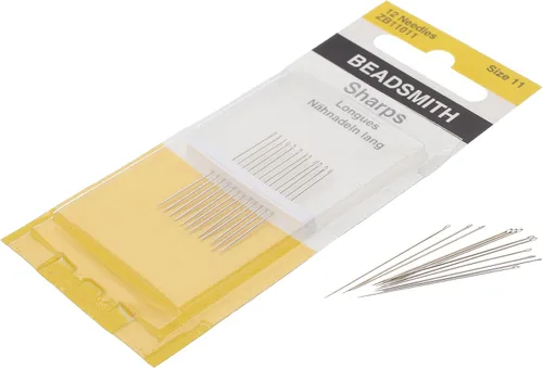 Vista 8 de The Beadsmith Agujas de cuentas Sharps - Tamaño 10, cortas para áreas más pequeñas, 20 agujas por tarjeta, calidad europea, aguja de coser
