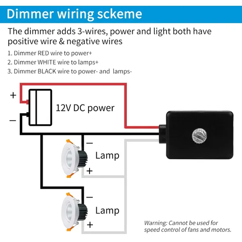 Vista 6 de RGBZONE Interruptor de atenuación LED de 12V, 5A 60W, regulador LED para vehículos recreativos, interruptor de atenuación PWM para autocaravanas