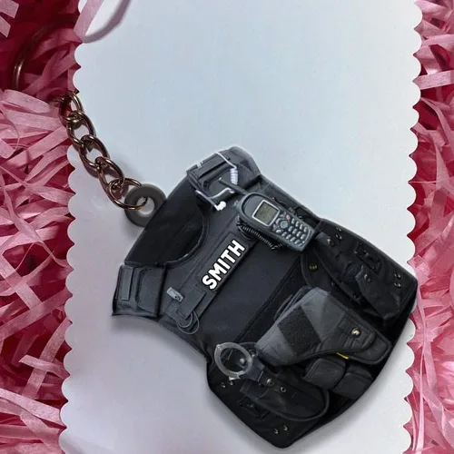 Vista 4 de Llavero personalizado para oficiales de policía, regalo de policía personalizado para él, llavero de policía personalizado, regalos de policía