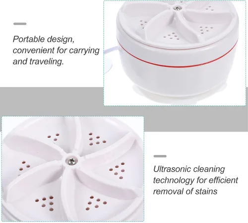 Vista 4 de Mini lavadora de turbina ultrasónica portátil plegable para calcetines y ropa interior, pequeña lavadora para apartamentos, viajes, dormitorios