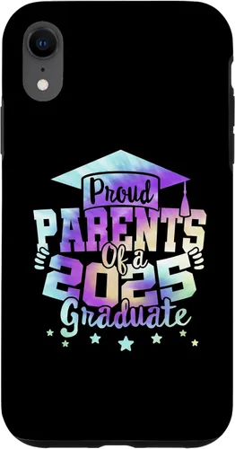 Vista 8 de iPhone 15 Parents of a 2025 Graduate Tie Dye Class Senior Graduation Case