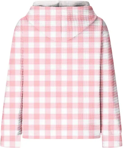 Vista 4 de Ceboyel Sudaderas con capucha de punto gofre para mujer, sudaderas con cordón de ajuste, suéteres casuales de moda, cómodos trajes de otoño