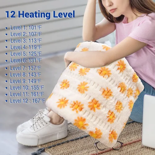 Vista 3 de ZXU Almohadilla térmica para aliviar el dolor de espalda y calambres, almohadilla térmica de sherpa ultrasuave, tamaño XL King de 12 x 24 pulgadas