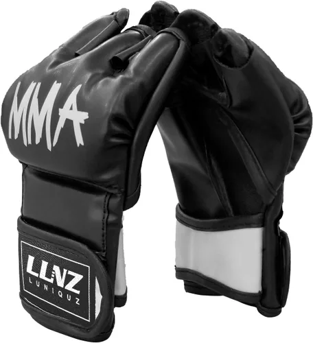 Vista 6 de MMA Gloves for Kids Punching Bag Boxing Sparring Grappling, Half Finger with Thick Padding Long Wrist Wrap
