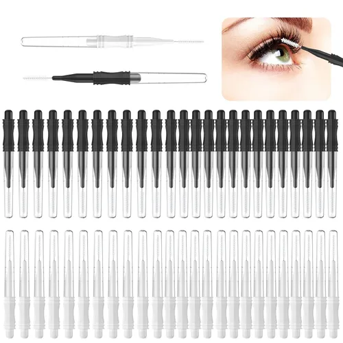 Vista 11 de 100 brochas de laminación de cejas con tapa, cepillo multifuncional portátil para cejas y extensiones de pestañas (10 colores)
