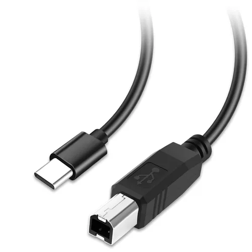 Vista 3 de Cable de impresora USB B a USB C de 2 pies, cable flexible para MacBook Pro/Air, MIDI compatible con teclado Yamaha Piano, DAC, controlador DJ y más