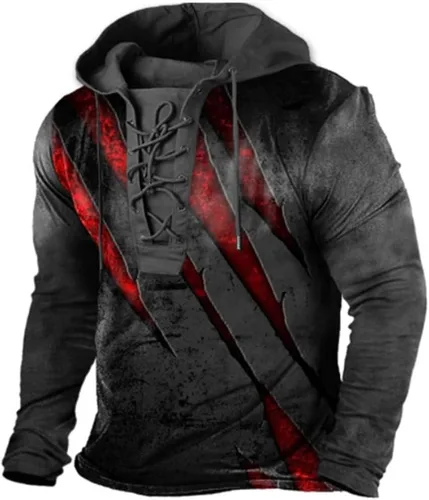 Vista 12 de Bengbobar Sudaderas con Capucha Tácticas Militares para Hombre Retro Desgastadas con Estampado de Bandera Americana Pullover con Cordones Bandera