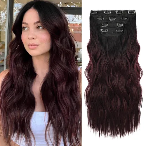 Vista 18 de REECHO Extensiones de cabello, 4 piezas, extensiones de cabello con clip HE001, extensiones de cabello sintéticas naturales y suaves para mujer