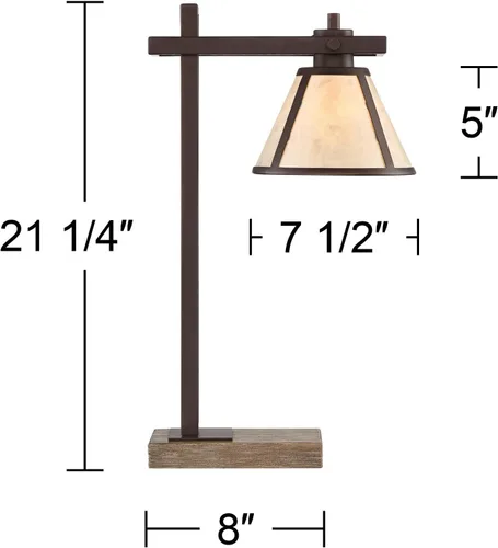 Vista 4 de Franklin Iron Works Maricopa - Lámpara de mesa rústica de escritorio con USB y toma de corriente alterna en la base de 21.25 pulgadas, pantalla