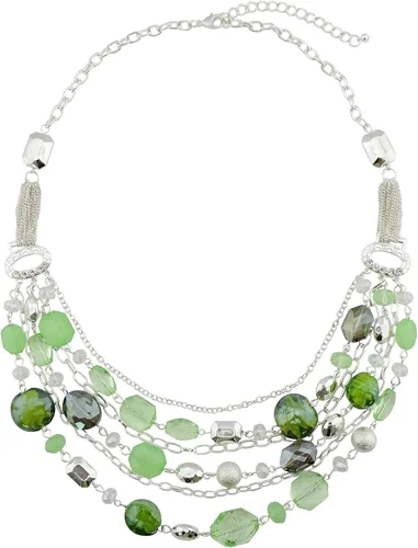 Vista 7 de Bocar Collar de cadena de múltiples capas de cristal de color esmalte declaración mujeres Strand collar aguamarina (Aqua Sky)