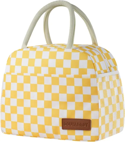 Vista 22 de douyadady Bolsa de almuerzo para mujeres/hombres, fiambrera mujeres/hombres (azul bebé+rayas blancas) Espacioso, ligero, impermeable, resistente