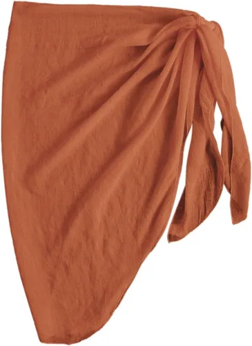Vista 8 de ZAFUL - Pareo de mujer, pareo de playa, pareo transparente para bikini, pareo de gasa para traje de baño 0- Café