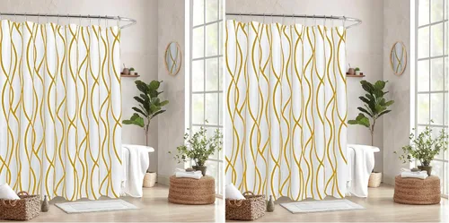 Vista 22 de Biscaynebay - Cortinas de tela texturizada a cuadros para baño
