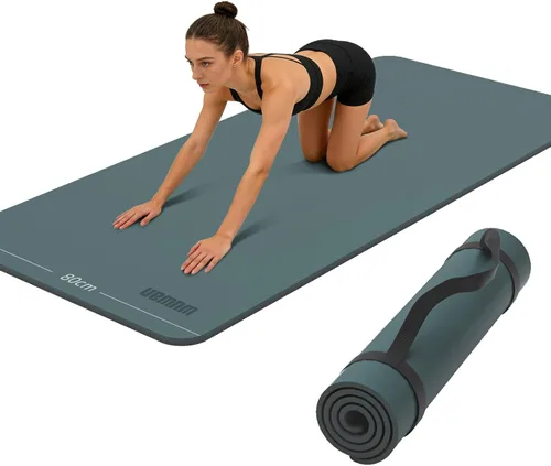 Vista 11 de Tapete de yoga ancho de 31.5 in, antideslizante, extra grueso, de 1/3 pulgadas, material TPE de alta resistencia, esterillas de yoga caliente