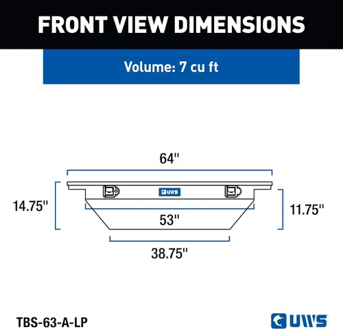 Vista 2 de UWS EC10291 Caja de herramientas para camión angular de aluminio de pared gruesa de 63 pulgadas con perfil bajo, tapa RigidCore