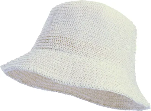 Vista 8 de Eigso Womens Mesh Woven Bucket Hats Summer Outdoor Beach Straw Bucket Hat for Woman Packable Beach Hat